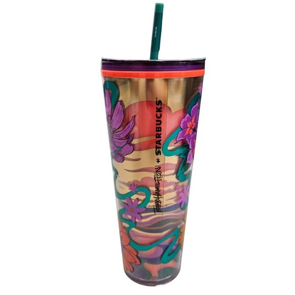Rex Hamilton Starbucks NWT Limited Edition Floral Tumbler 24 Oz Bright Artsy - Picture 7 of 13